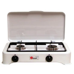 Parker® Parker Luxus-Email-Gaskocher 2-flammig, Weiß