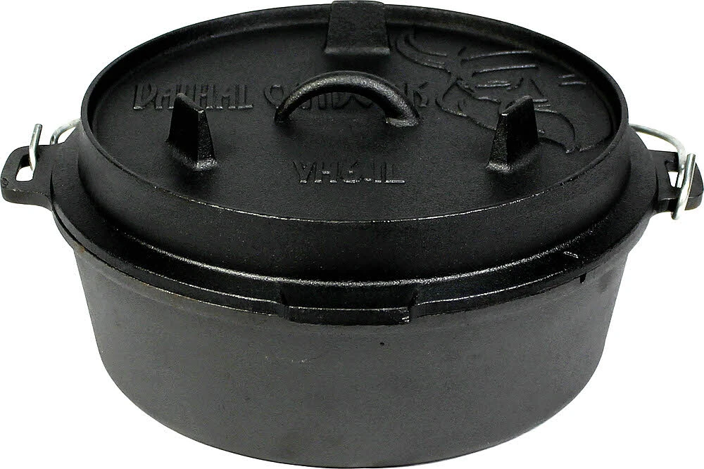 Valhal Outdoor Feuertopf Dutch Oven Gusseisen, Flacher Boden, 6,1 L 3 Valhal Outdoor Feuertopf Dutch Oven Gusseisen, Flacher Boden, 6,1 L